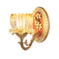 Clear Ribbed Glass Lotus Wall Light Kit Antique 1/2-Light Living Room Sconce in Gold Clearhalo 'Wall Lamps & Sconces' 'Wall Lights' Lighting' 1400506
