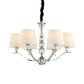 Modernist Barrel Shade Chandelier Light Fixture 6/8 Lights Fabric Radial Ceiling Pendant Lamp in White, 30.5"/26.5" Wide Clearhalo 'Ceiling Lights' 'Chandeliers' 'Modern Chandeliers' 'Modern' Lighting' 1400519