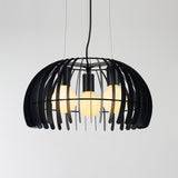 3 Bulbs Dome Hanging Light with Wire Guard Retro Style Black Metal Suspension Light for Dining Room Clearhalo 'Ceiling Lights' 'Chandeliers' 'Industrial Chandeliers' 'Industrial' 'Middle Century Chandeliers' 'Tiffany' Lighting' 1400642