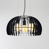 3 Bulbs Dome Hanging Light with Wire Guard Retro Style Black Metal Suspension Light for Dining Room Clearhalo 'Ceiling Lights' 'Chandeliers' 'Industrial Chandeliers' 'Industrial' 'Middle Century Chandeliers' 'Tiffany' Lighting' 1400642