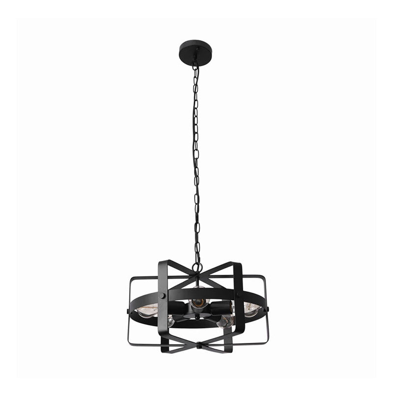 Retro Loft Caged Chandelier Light Fixture 5 Lights Iron Pendant Light in Black for Dining Room Clearhalo 'Cast Iron' 'Ceiling Lights' 'Chandeliers' 'Industrial Chandeliers' 'Industrial' 'Metal' 'Middle Century Chandeliers' 'Rustic Chandeliers' 'Tiffany' Lighting' 1400667