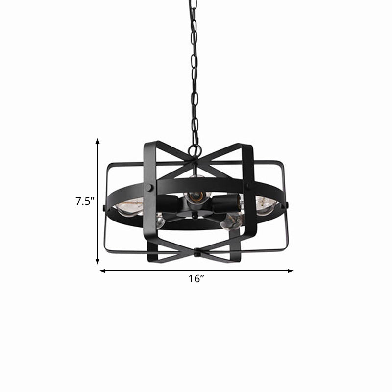 Retro Loft Caged Chandelier Light Fixture 5 Lights Iron Pendant Light in Black for Dining Room Clearhalo 'Cast Iron' 'Ceiling Lights' 'Chandeliers' 'Industrial Chandeliers' 'Industrial' 'Metal' 'Middle Century Chandeliers' 'Rustic Chandeliers' 'Tiffany' Lighting' 1400668