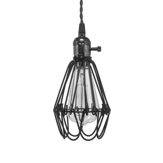 Metal Wire Frame Pendant Light Vintage 1 Light Kitchen Mini Suspension Lamp with Plug In Cord Clearhalo 'Art Deco Pendants' 'Black' 'Cast Iron' 'Ceiling Lights' 'Ceramic' 'Crystal' 'Industrial Pendants' 'Industrial' 'Metal' 'Middle Century Pendants' 'Pendant Lights' 'Pendants' 'Rustic Pendants' 'Tiffany' Lighting' 1400741