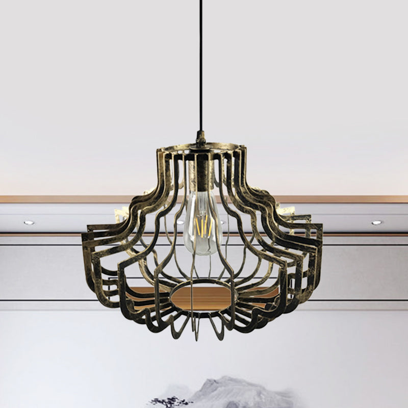 1 Light Geometric Suspension Light Adjustable Vintage Style Brass/Rust Iron Hanging Ceiling Light Clearhalo 'Art Deco Pendants' 'Cast Iron' 'Ceiling Lights' 'Ceramic' 'Crystal' 'Industrial Pendants' 'Industrial' 'Metal' 'Middle Century Pendants' 'Pendant Lights' 'Pendants' 'Tiffany' Lighting' 1400771