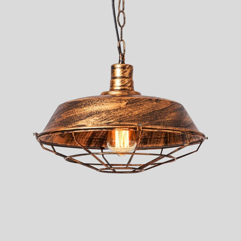 Barn Shade Cloth Shop Pendant Lamp Vintage Style Metallic 1 Bulb Bronze/Silver Hanging Light Fixture Clearhalo 'Art Deco Pendants' 'Cast Iron' 'Ceiling Lights' 'Ceramic' 'Crystal' 'Industrial Pendants' 'Industrial' 'Metal' 'Middle Century Pendants' 'Pendant Lights' 'Pendants' 'Tiffany' Lighting' 1400785