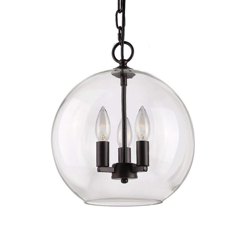 3 Lights Ceiling Light Fixture Rustic Bubble Shade Clear Glass Pendant Chandelier in Black Clearhalo 'Ceiling Lights' 'Chandeliers' 'Clear' 'Close To Ceiling Lights' 'Glass shade' 'Glass' 'Industrial Chandeliers' 'Industrial' 'Middle Century Chandeliers' 'Modern' 'Tiffany' 'Traditional Chandeliers' Lighting' 1400810