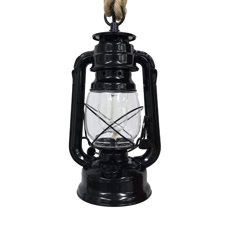 Black/Bronze/Antique Brass 1 Light Pendant Ceiling Light Industrial Clear Glass Kerosene Hanging Lamp for Coffee Shop Clearhalo 'Art Deco Pendants' 'Black' 'Cast Iron' 'Ceiling Lights' 'Ceramic' 'Crystal' 'Industrial Pendants' 'Industrial' 'Metal' 'Middle Century Pendants' 'Pendant Lights' 'Pendants' 'Rustic Pendants' 'Tiffany' Lighting' 140104