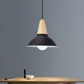 Bowl Living Room Hanging Lamp Contemporary Metal and Wood 1 Light Pendant Ceiling Light in Black Clearhalo 'Art Deco Pendants' 'Black' 'Cast Iron' 'Ceiling Lights' 'Ceramic' 'Crystal' 'Industrial Pendants' 'Industrial' 'Metal' 'Middle Century Pendants' 'Pendant Lights' 'Pendants' 'Rustic Pendants' 'Tiffany' Lighting' 1401094