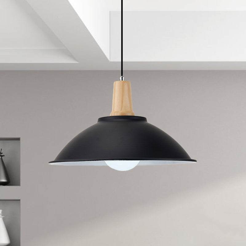 Metal Bowl Shade Hanging Light Modern Style 1 Light Dining Room Pendant Lamp in Black Clearhalo 'Art Deco Pendants' 'Black' 'Cast Iron' 'Ceiling Lights' 'Ceramic' 'Crystal' 'Industrial Pendants' 'Industrial' 'Metal' 'Middle Century Pendants' 'Pendant Lights' 'Pendants' 'Rustic Pendants' 'Tiffany' Lighting' 1401105