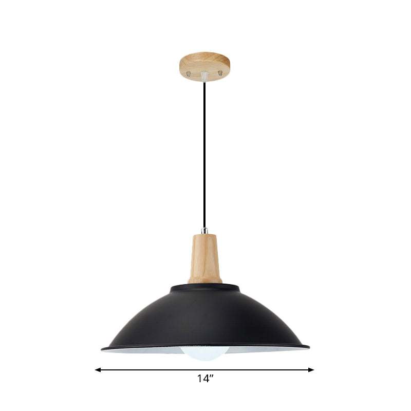 Metal Bowl Shade Hanging Light Modern Style 1 Light Dining Room Pendant Lamp in Black Clearhalo 'Art Deco Pendants' 'Black' 'Cast Iron' 'Ceiling Lights' 'Ceramic' 'Crystal' 'Industrial Pendants' 'Industrial' 'Metal' 'Middle Century Pendants' 'Pendant Lights' 'Pendants' 'Rustic Pendants' 'Tiffany' Lighting' 1401107
