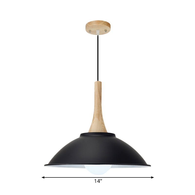 Metal Bowl Shade Hanging Light Modern Style 1 Light Dining Room Pendant Lamp in Black Clearhalo 'Art Deco Pendants' 'Black' 'Cast Iron' 'Ceiling Lights' 'Ceramic' 'Crystal' 'Industrial Pendants' 'Industrial' 'Metal' 'Middle Century Pendants' 'Pendant Lights' 'Pendants' 'Rustic Pendants' 'Tiffany' Lighting' 1401127