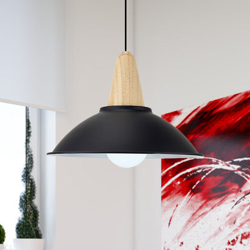 Metal Bowl Shade Hanging Light Modern Style 1 Light Dining Room Pendant Lamp in Black Black G Clearhalo 'Art Deco Pendants' 'Black' 'Cast Iron' 'Ceiling Lights' 'Ceramic' 'Crystal' 'Industrial Pendants' 'Industrial' 'Metal' 'Middle Century Pendants' 'Pendant Lights' 'Pendants' 'Rustic Pendants' 'Tiffany' Lighting' 1401128
