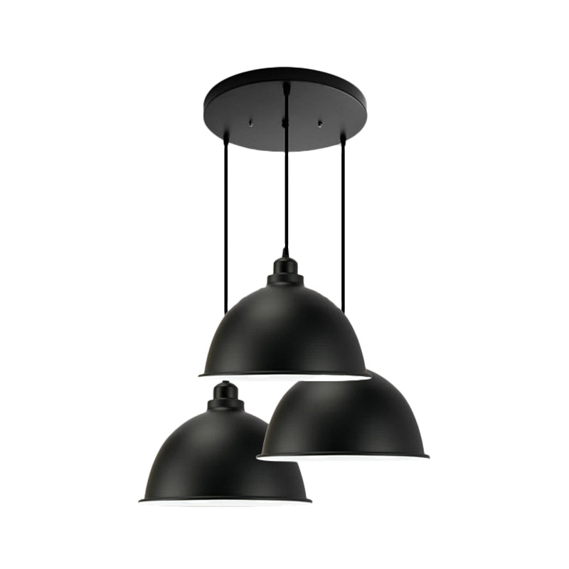 Metal Dome Shade Pendant Light Retro Stylish 3 Lights Kitchen Hanging Light Fixture in Black/White Clearhalo 'Art Deco Pendants' 'Black' 'Cast Iron' 'Ceiling Lights' 'Ceramic' 'Crystal' 'Industrial Pendants' 'Industrial' 'Metal' 'Middle Century Pendants' 'Pendant Lights' 'Pendants' 'Rustic Pendants' 'Tiffany' Lighting' 1401255