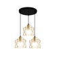 3 Lights Ceiling Light with Hexagon Cage Shade Iron Industrial Style Restaurant Hanging Light in Gold Clearhalo 'Ceiling Lights' 'Modern Pendants' 'Modern' 'Pendant Lights' 'Pendants' Lighting' 1401313
