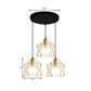 3 Lights Ceiling Light with Hexagon Cage Shade Iron Industrial Style Restaurant Hanging Light in Gold Clearhalo 'Ceiling Lights' 'Modern Pendants' 'Modern' 'Pendant Lights' 'Pendants' Lighting' 1401315