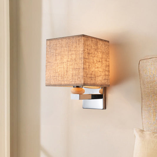Fabric Cube Wall Sconce Lighting Contemporary LED Sconce Light in White/Black/Beige Flaxen Clearhalo 'Modern wall lights' 'Modern' 'Wall Lamps & Sconces' 'Wall Lights' Lighting' 1401467