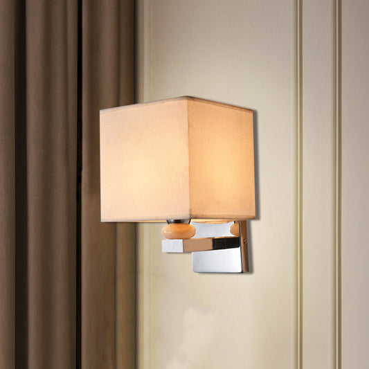 Fabric Cube Wall Sconce Lighting Contemporary LED Sconce Light in White/Black/Beige Clearhalo 'Modern wall lights' 'Modern' 'Wall Lamps & Sconces' 'Wall Lights' Lighting' 1401485