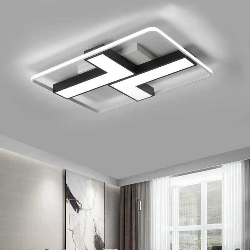 Black L Shaped LED Ceiling Mount Light Fixture Modern Metal Flush Mount Lighting for Study Room in Warm/White, 19"/24.5"/31.5" W Clearhalo 'Ceiling Lights' 'Close To Ceiling Lights' 'Close to ceiling' 'Flush mount' Lighting' 1401499