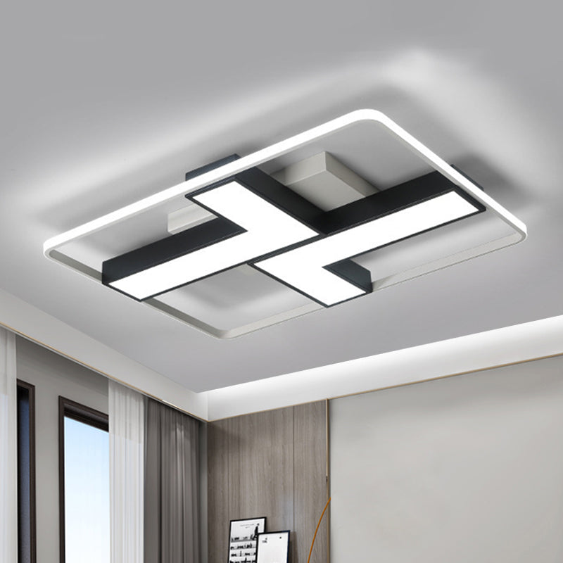 Black L Shaped LED Ceiling Mount Light Fixture Modern Metal Flush Mount Lighting for Study Room in Warm/White, 19"/24.5"/31.5" W Clearhalo 'Ceiling Lights' 'Close To Ceiling Lights' 'Close to ceiling' 'Flush mount' Lighting' 1401500
