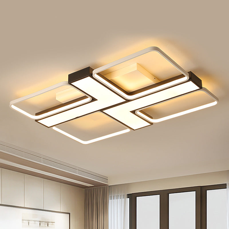 Black L Shaped LED Ceiling Mount Light Fixture Modern Metal Flush Mount Lighting for Study Room in Warm/White, 19"/24.5"/31.5" W Clearhalo 'Ceiling Lights' 'Close To Ceiling Lights' 'Close to ceiling' 'Flush mount' Lighting' 1401504