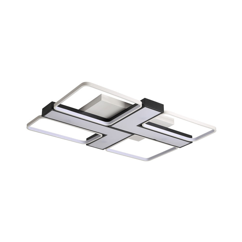 Black L Shaped LED Ceiling Mount Light Fixture Modern Metal Flush Mount Lighting for Study Room in Warm/White, 19"/24.5"/31.5" W Clearhalo 'Ceiling Lights' 'Close To Ceiling Lights' 'Close to ceiling' 'Flush mount' Lighting' 1401506