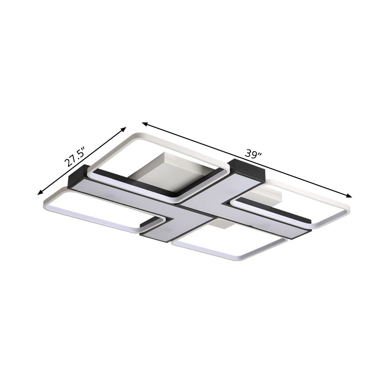 Black L Shaped LED Ceiling Mount Light Fixture Modern Metal Flush Mount Lighting for Study Room in Warm/White, 19"/24.5"/31.5" W Clearhalo 'Ceiling Lights' 'Close To Ceiling Lights' 'Close to ceiling' 'Flush mount' Lighting' 1401507