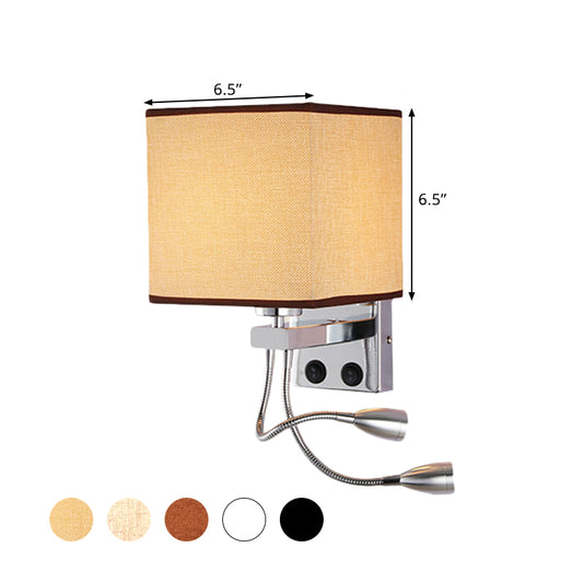 White/Black/Beige Cube Wall Sconce Lighting Modernism Fabric 1 Light Wall Mount Light Clearhalo 'Modern wall lights' 'Modern' 'Wall Lamps & Sconces' 'Wall Lights' Lighting' 1401512