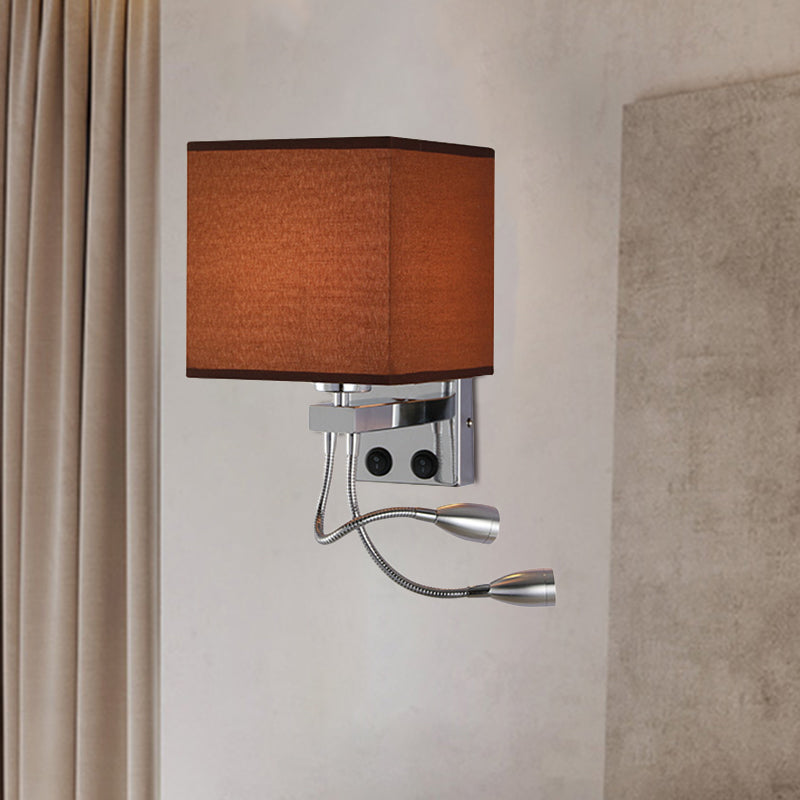 White/Black/Beige Cube Wall Sconce Lighting Modernism Fabric 1 Light Wall Mount Light Brown Clearhalo 'Modern wall lights' 'Modern' 'Wall Lamps & Sconces' 'Wall Lights' Lighting' 1401517