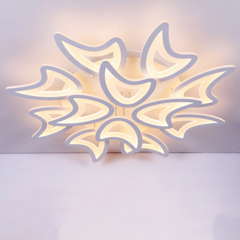 Modern 3/4/5 Lights Ceiling Lamp with Acrylic Shade White LED Leaves Flush Mount Ceiling Light in Warm/White/Natural Light Clearhalo 'Ceiling Lights' 'Close To Ceiling Lights' 'Close to ceiling' 'Semi-flushmount' Lighting' 1401579