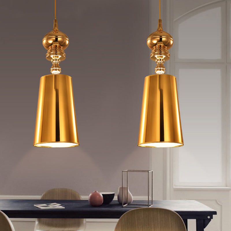 Metal Cone Pendulum Light Simplicity 1 Head Hanging Pendant Light in Silver/Gold, 6"/8"/10" Wide Gold Clearhalo 'Ceiling Lights' 'Pendant Lights' 'Pendants' Lighting' 1401690_102f2dcf-4985-4fe4-80a4-4838c76658b3