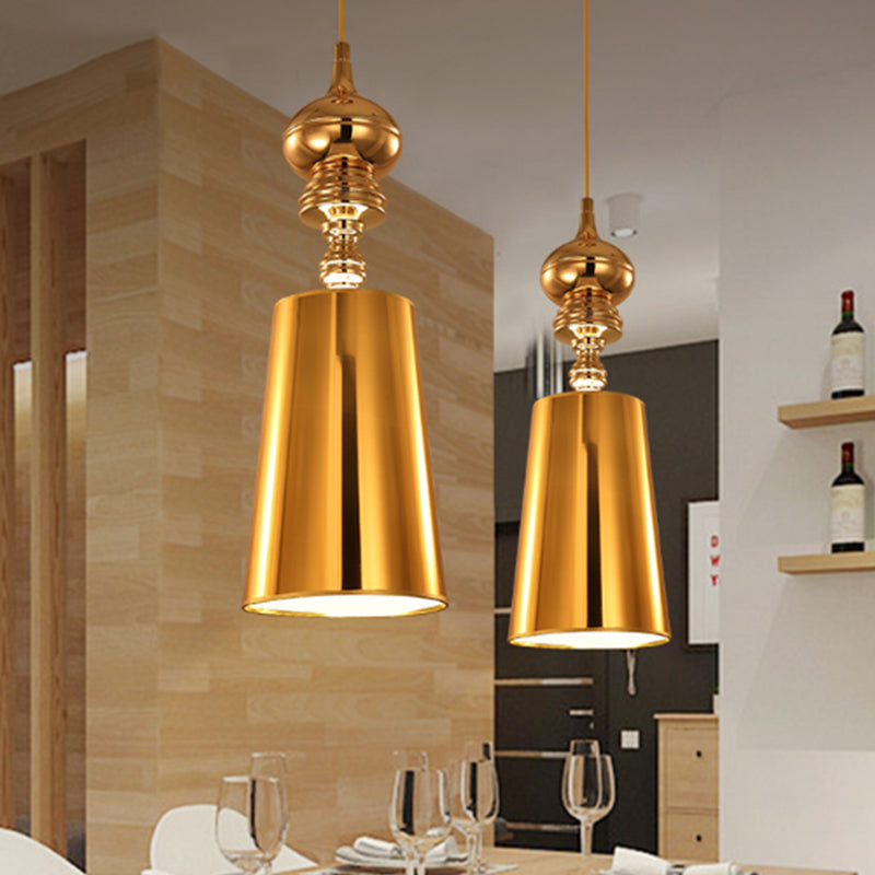 Metal Cone Pendulum Light Simplicity 1 Head Hanging Pendant Light in Silver/Gold, 6"/8"/10" Wide Clearhalo 'Ceiling Lights' 'Pendant Lights' 'Pendants' Lighting' 1401691