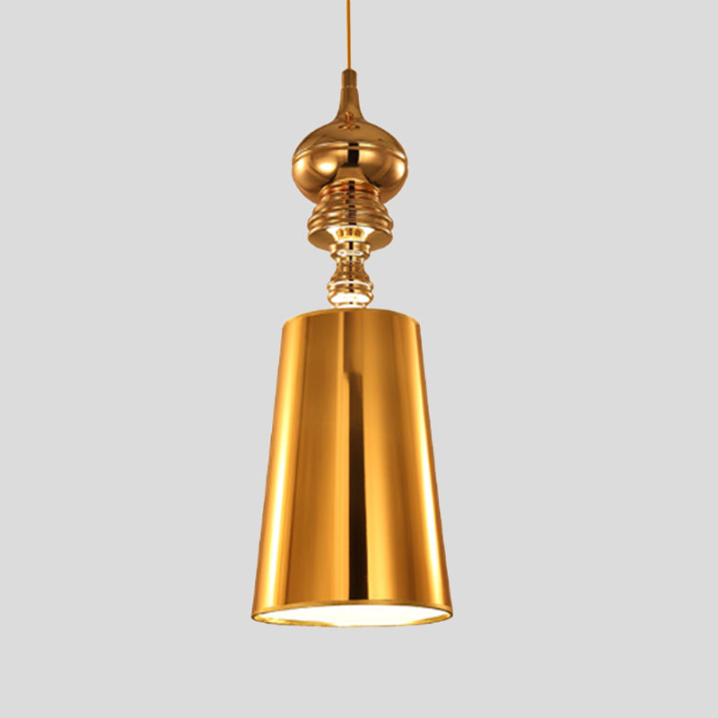 Metal Cone Pendulum Light Simplicity 1 Head Hanging Pendant Light in Silver/Gold, 6"/8"/10" Wide Clearhalo 'Ceiling Lights' 'Pendant Lights' 'Pendants' Lighting' 1401693