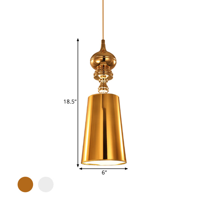 Metal Cone Pendulum Light Simplicity 1 Head Hanging Pendant Light in Silver/Gold, 6"/8"/10" Wide Clearhalo 'Ceiling Lights' 'Pendant Lights' 'Pendants' Lighting' 1401694