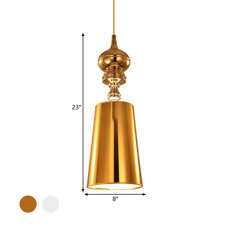 Metal Cone Pendulum Light Simplicity 1 Head Hanging Pendant Light in Silver/Gold, 6"/8"/10" Wide Clearhalo 'Ceiling Lights' 'Pendant Lights' 'Pendants' Lighting' 1401695