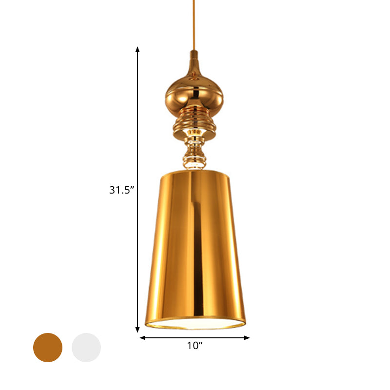 Metal Cone Pendulum Light Simplicity 1 Head Hanging Pendant Light in Silver/Gold, 6"/8"/10" Wide Clearhalo 'Ceiling Lights' 'Pendant Lights' 'Pendants' Lighting' 1401696
