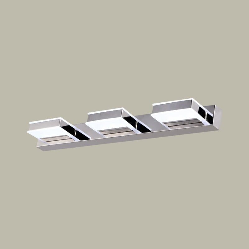 Square Block Acrylic Shade Vanity Lighting Modern Simple 1/2/3/4 Lights Wall Lamp in Chrome Clearhalo 'Modern wall lights' 'Modern' 'Vanity Lights' 'Wall Lights' Lighting' 1401757