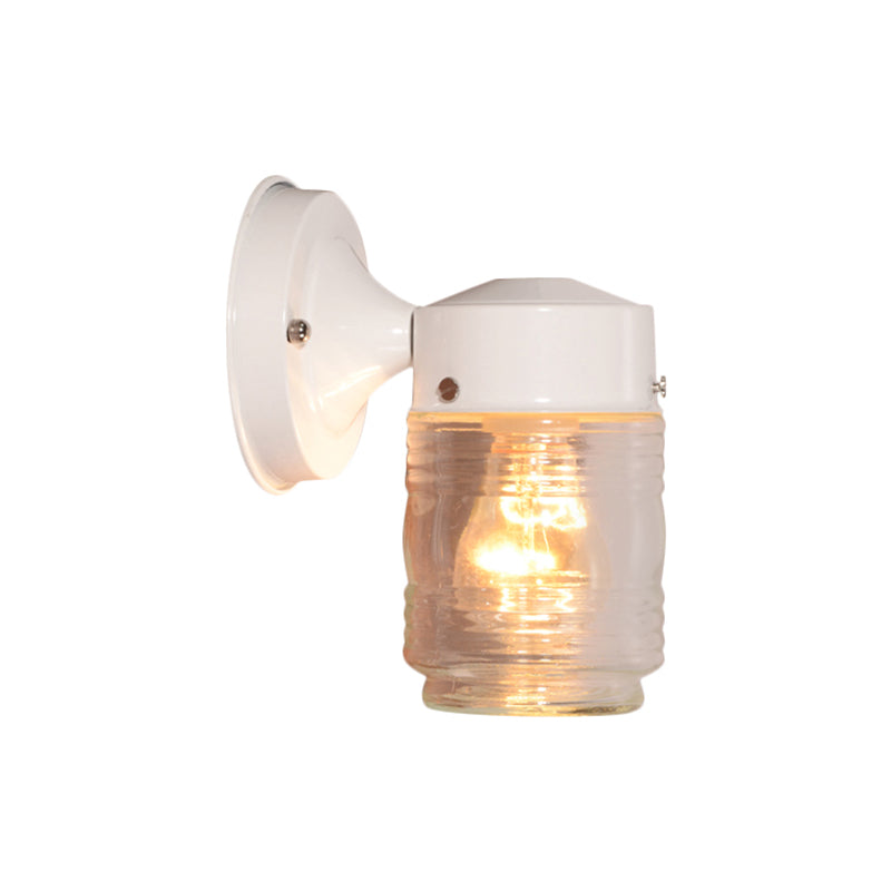 Cylindrical Clear Glass Wall Sconce Modern 1 Light Black/White Wall Mounted Light Fixture Clearhalo 'Cast Iron' 'Glass' 'Industrial' 'Modern wall lights' 'Modern' 'Tiffany' 'Traditional wall lights' 'Wall Lamps & Sconces' 'Wall Lights' Lighting' 1401796