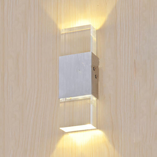 Rectangular Acrylic LED Up and Down Wall Sconce Modern 1 Light Silver Wall Lamp in Warm/White Light Silver Clearhalo 'Modern wall lights' 'Modern' 'Wall Lamps & Sconces' 'Wall Lights' Lighting' 1401853