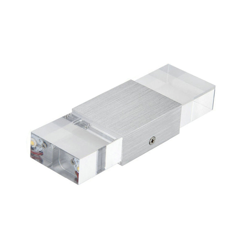 Rectangular Acrylic LED Up and Down Wall Sconce Modern 1 Light Silver Wall Lamp in Warm/White Light Clearhalo 'Modern wall lights' 'Modern' 'Wall Lamps & Sconces' 'Wall Lights' Lighting' 1401855
