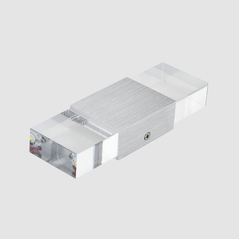 Rectangular Acrylic LED Up and Down Wall Sconce Modern 1 Light Silver Wall Lamp in Warm/White Light Clearhalo 'Modern wall lights' 'Modern' 'Wall Lamps & Sconces' 'Wall Lights' Lighting' 1401856