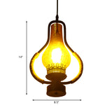 Black 1 Light Hanging Ceiling Light Vintage Yellow Crackle Glass Kerosene Pendant Lighting for Living Room Clearhalo 'Ceiling Lights' 'Glass shade' 'Glass' 'Industrial Pendants' 'Industrial' 'Middle Century Pendants' 'Pendant Lights' 'Pendants' 'Tiffany' Lighting' 140210
