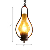 Antique Copper/Antique Bronze 1 Light Ceiling Pendant Light Industrial Crackle Glass Kerosene Hanging Lamp for Living Room Clearhalo 'Ceiling Lights' 'Chandeliers' 'Glass shade' 'Glass' 'Industrial Pendants' 'Industrial' 'Middle Century Pendants' 'Pendant Lights' 'Pendants' 'Tiffany' Lighting' 140282