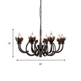 Height Adjustable Pendant Light Candle Industrial Rustic Metallic 8 Lights Chandelier Lamp Clearhalo 'Cast Iron' 'Ceiling Lights' 'Chandeliers' 'Industrial Chandeliers' 'Industrial' 'Metal' 'Middle Century Chandeliers' 'Rustic Chandeliers' 'Tiffany' Lighting' 140421