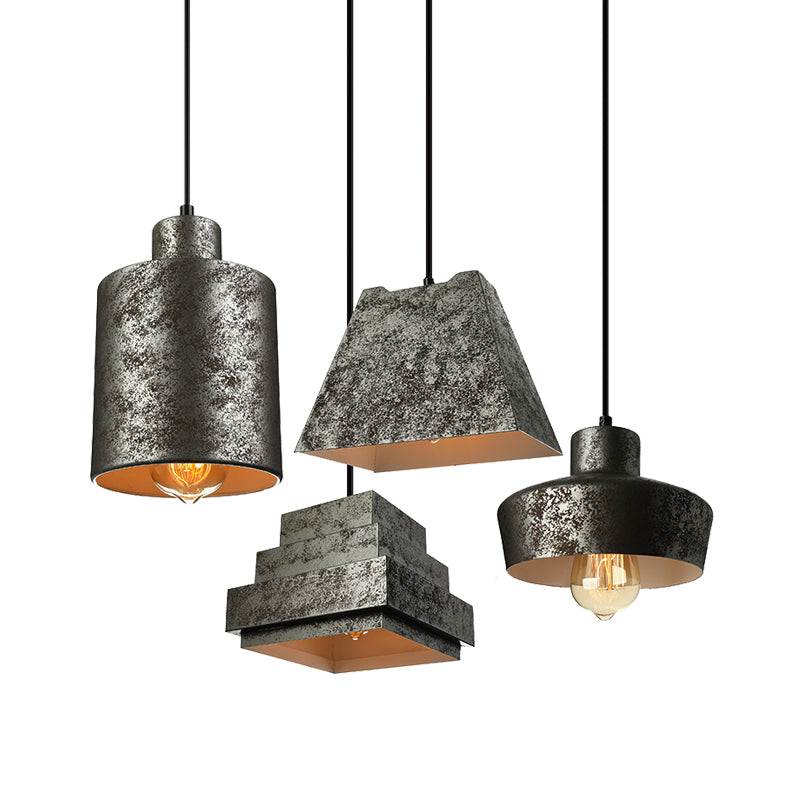 4 Lights Iron Pendant Lighting Industrial Style Aged Black Shaded Indoor Hanging Light Fixture Clearhalo 'Art Deco Pendants' 'Black' 'Cast Iron' 'Ceiling Lights' 'Ceramic' 'Crystal' 'Industrial Pendants' 'Industrial' 'Metal' 'Middle Century Pendants' 'Pendant Lights' 'Pendants' 'Rustic Pendants' 'Tiffany' Lighting' 140630