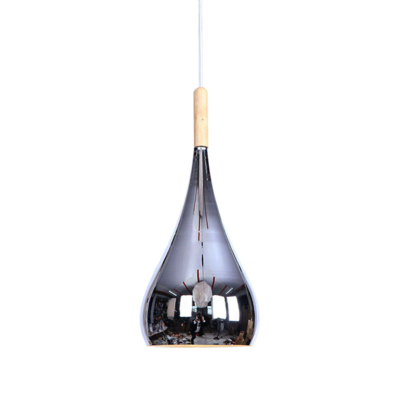1 Bulb Teardrop Shade Hanging Light Fixture Contemporary Chrome/Rose Gold Metal Pendant Ceiling Light for Kitchen Clearhalo 'Ceiling Lights' 'Modern Pendants' 'Modern' 'Pendant Lights' 'Pendants' Lighting' 140741