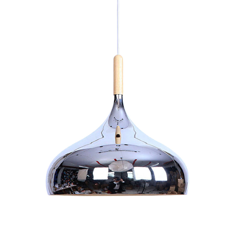 1 Head Bowl Shade Pendant Lighting Modernist Stylish Chrome/Gold/Rose Gold Metallic Suspended Light for Dining Table Clearhalo 'Ceiling Lights' 'Modern Pendants' 'Modern' 'Pendant Lights' 'Pendants' Lighting' 140762