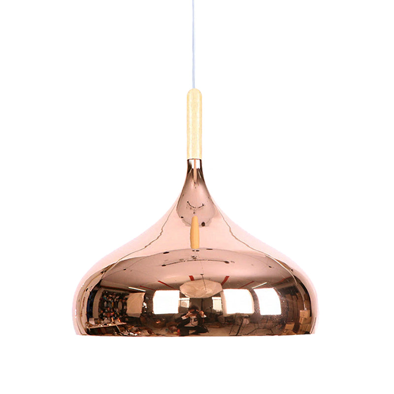 1 Head Bowl Shade Pendant Lighting Modernist Stylish Chrome/Gold/Rose Gold Metallic Suspended Light for Dining Table Clearhalo 'Ceiling Lights' 'Modern Pendants' 'Modern' 'Pendant Lights' 'Pendants' Lighting' 140764