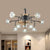 Curved Arms Crystal Bell Shade Semi Flush Traditional 10 Bulbs Living Room 5 Blades Ceiling Fan Light, 25.5" Wide Black Clearhalo 'Ceiling Fans with Lights' 'Ceiling Fans' Lighting' 1409171