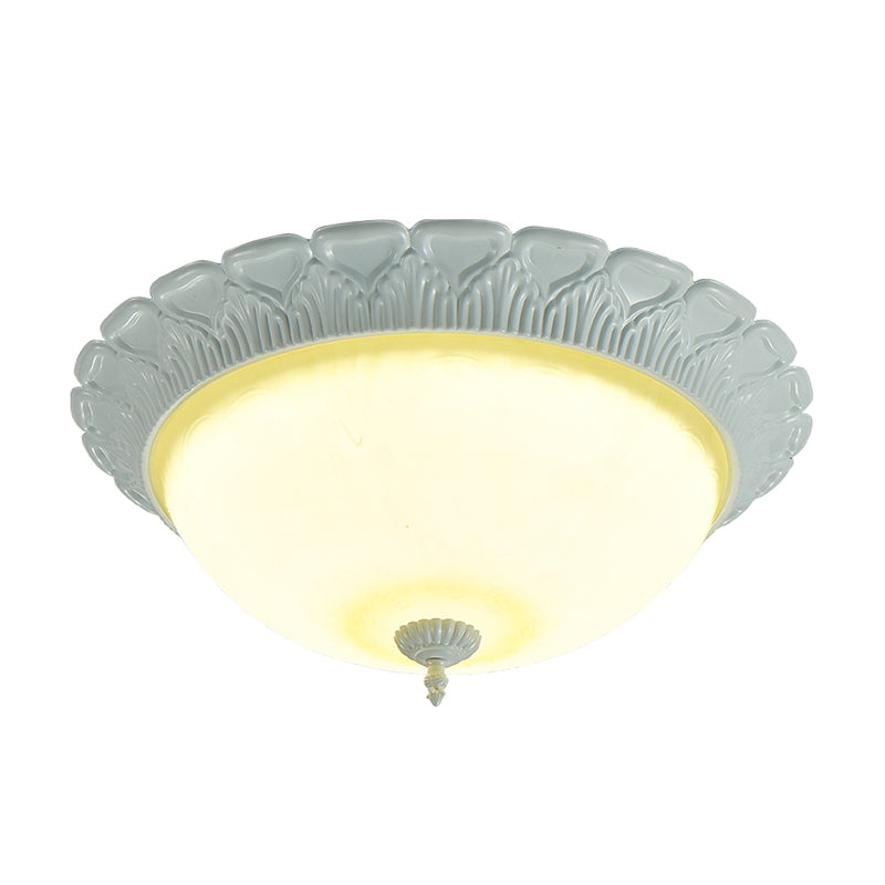 White 16"/20.5" Wide LED Flush Lamp Classic Opaline Glass Semicircle Ceiling Fixture, Warm/White Light Clearhalo 'Ceiling Lights' 'Close To Ceiling Lights' 'Close to ceiling' 'Flush mount' Lighting' 1409220