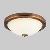 Opal Glass Brass Ceiling Flush Dome Shape LED Countryside Flush Mount Light Fixture, 14"/16" Wide